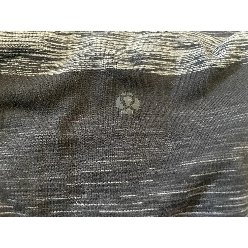 Lululemon Shirt Speed Pullover Men L Black Gray Space Dye Striped 1/2 Zip Golf